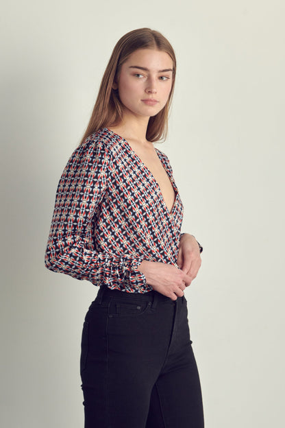 Body à surplis imprimé géométrique