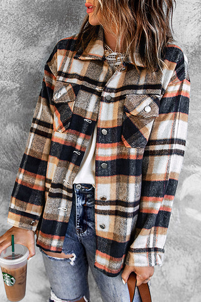 Veste à poches à imprimé géométrique à carreaux