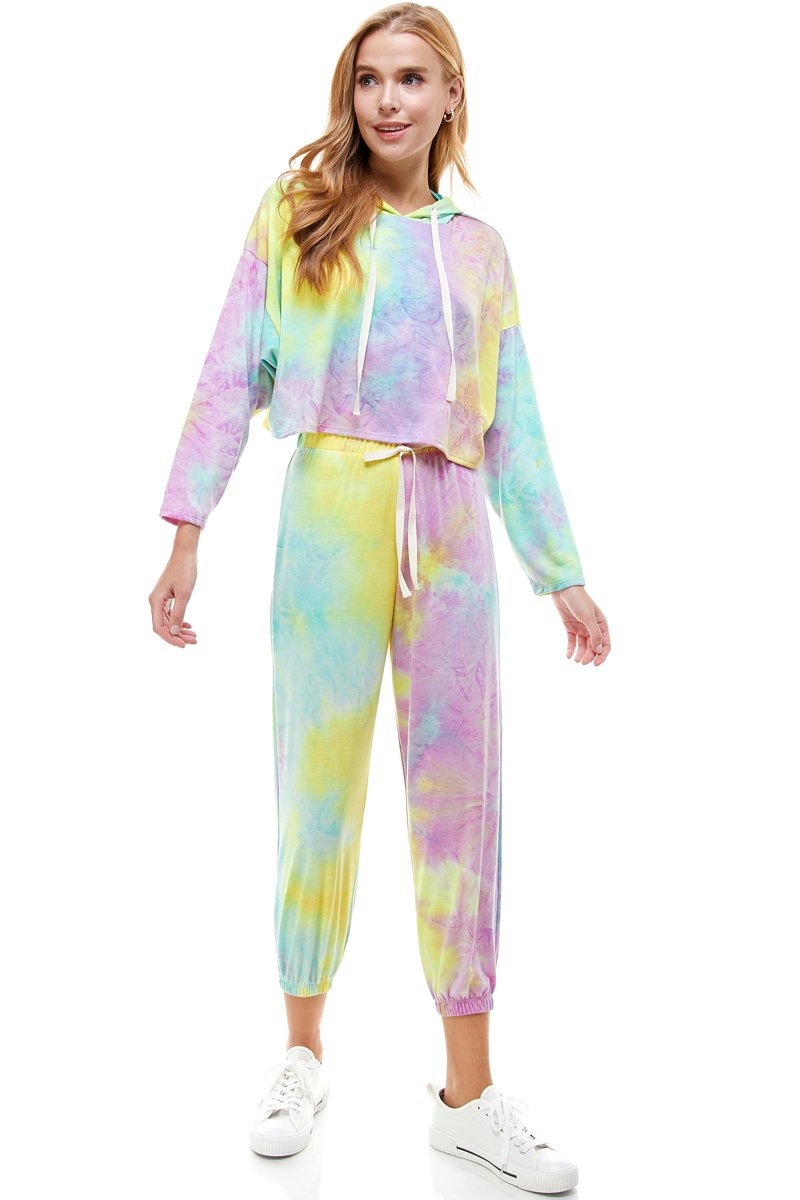 CONJUNTO DE PANTALÓN DEPORTIVO CON CAPUCHA Y PANTALÓN DE PUNTO DE TERCIOPELO FRANCES TEÑIDO