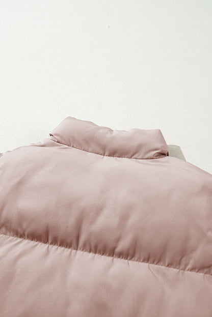 Doudoune matelassée à fermeture éclair intégrale rose abricot
