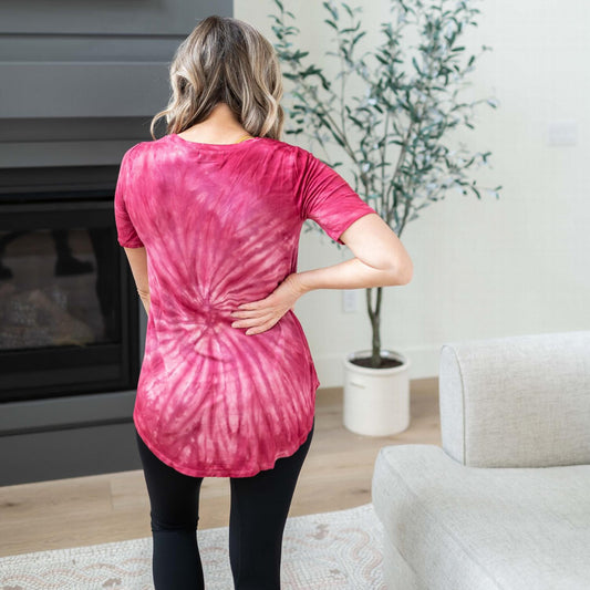 Tie Dye Round Neck Short Sleeve Top