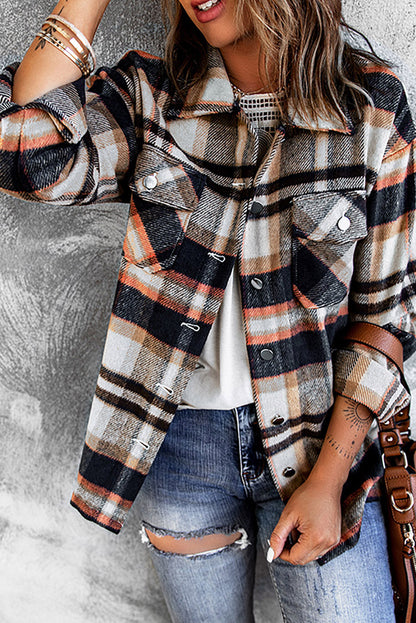 Veste à poches à imprimé géométrique à carreaux