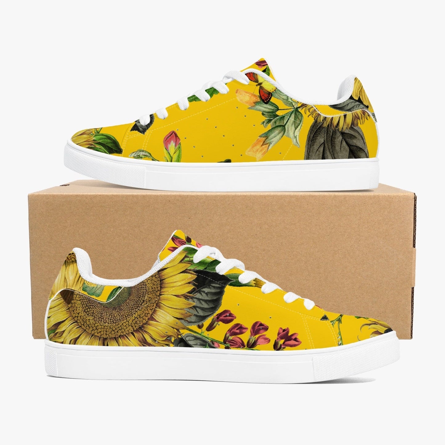 Zapatillas bajas de cuero Jacki Easlick Sunflowers - Blanco/Negro 