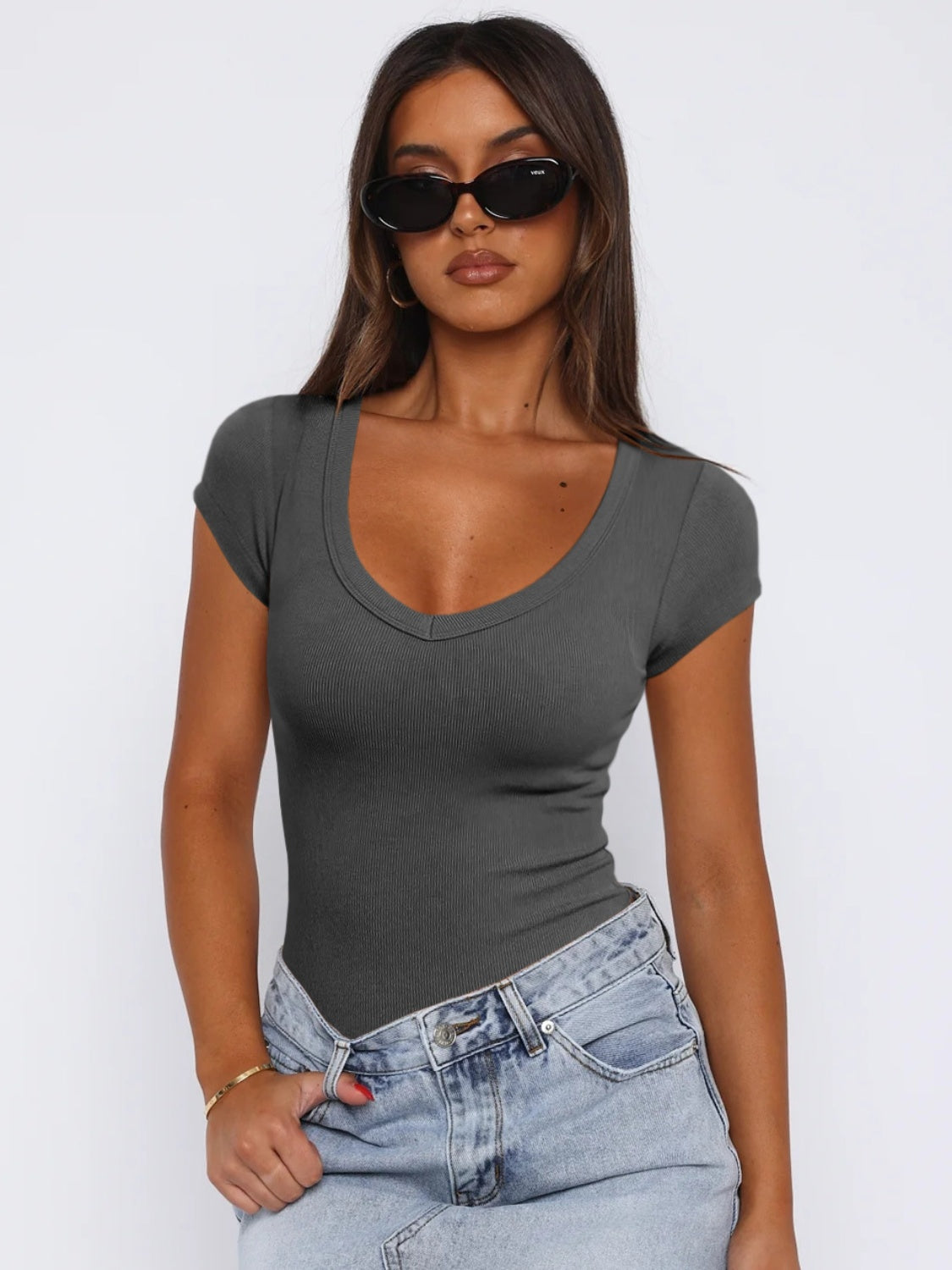 Camiseta de cuello redondo y manga corta