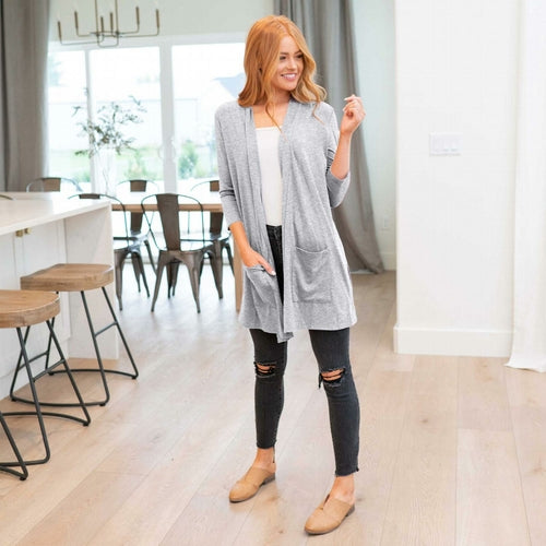 Cardigan ouvert à poches amples