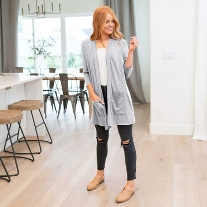 Cardigan ouvert à poches amples