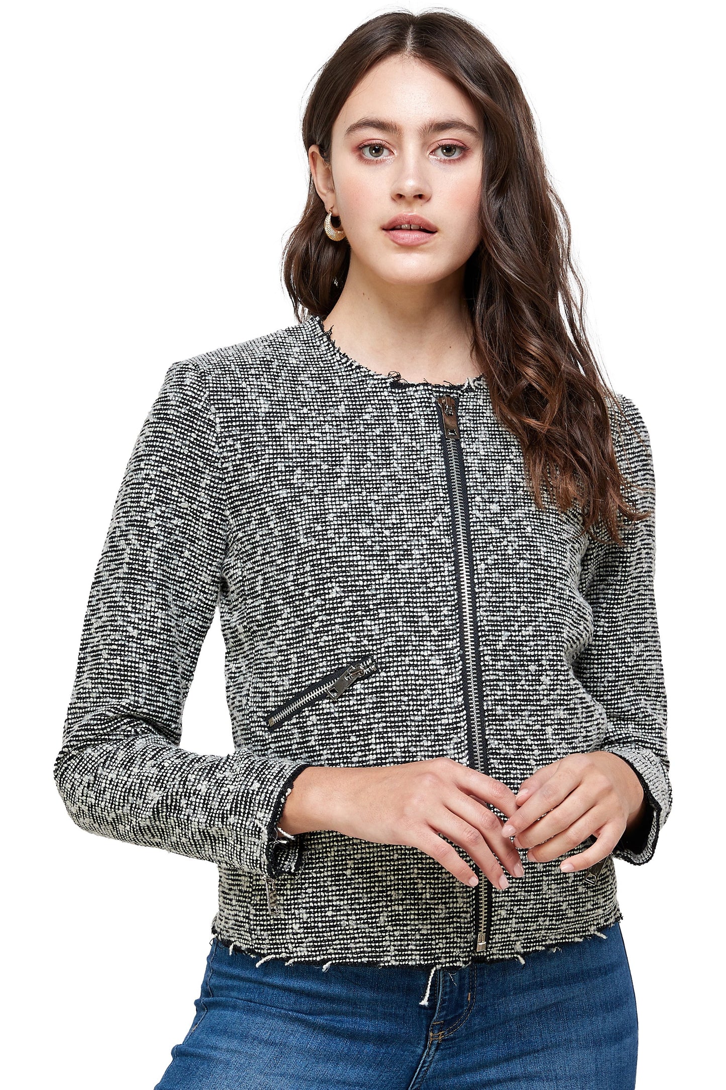 Veste zippée texturée – Élégance décontractée