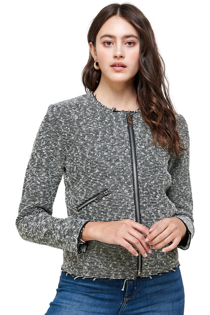 Veste zippée texturée – Élégance décontractée