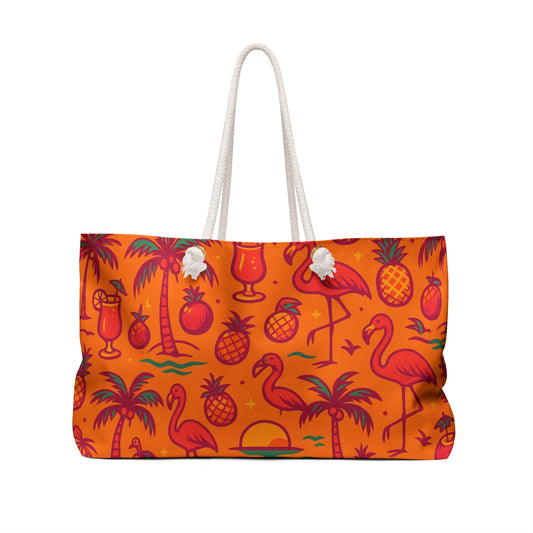 Sac fourre-tout Trop Vibes Weekender – Imprimé ananas et flamant rose