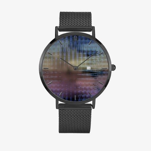 Reloj de cuarzo con calendario perpetuo de acero inoxidable iridiscente de Jacki Easlick