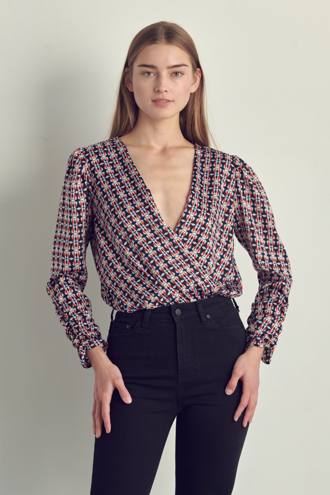 Body à surplis imprimé géométrique