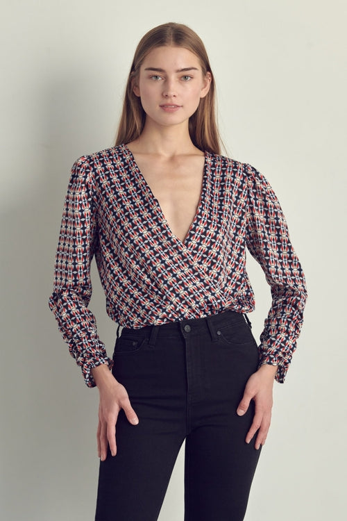 Body à surplis imprimé géométrique