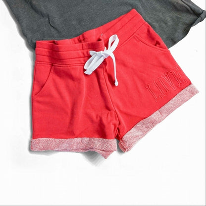 Short basique en molleton français brodé Love