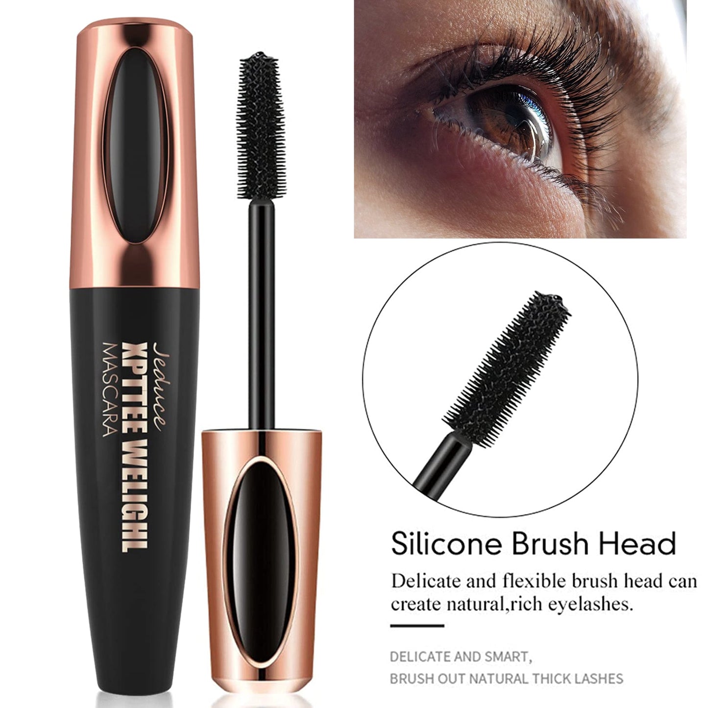 1/2 paquet de mascara noir 4D en fibre de soie pour extensions de cils