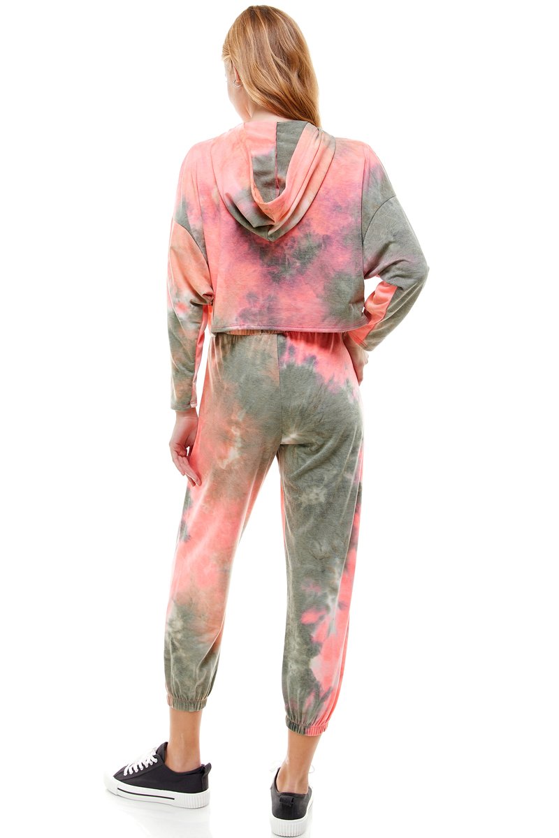 CONJUNTO DE PANTALÓN DEPORTIVO CON CAPUCHA Y PANTALÓN DE PUNTO DE TERCIOPELO FRANCES TEÑIDO