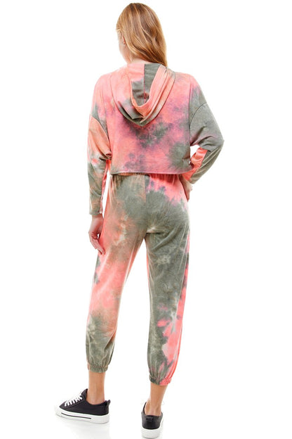 CONJUNTO DE PANTALÓN DEPORTIVO CON CAPUCHA Y PANTALÓN DE PUNTO DE TERCIOPELO FRANCES TEÑIDO