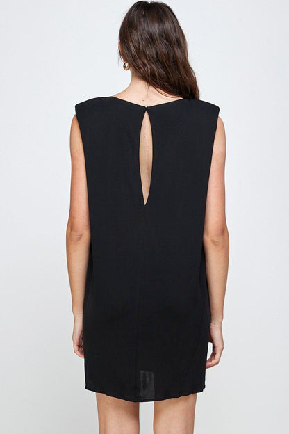 Minivestido sin mangas con escote adornado