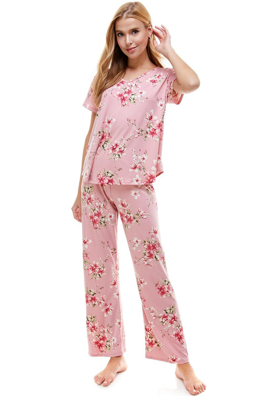 Ensemble de salon à imprimé floral bleu pour femme – Confortable et élégant