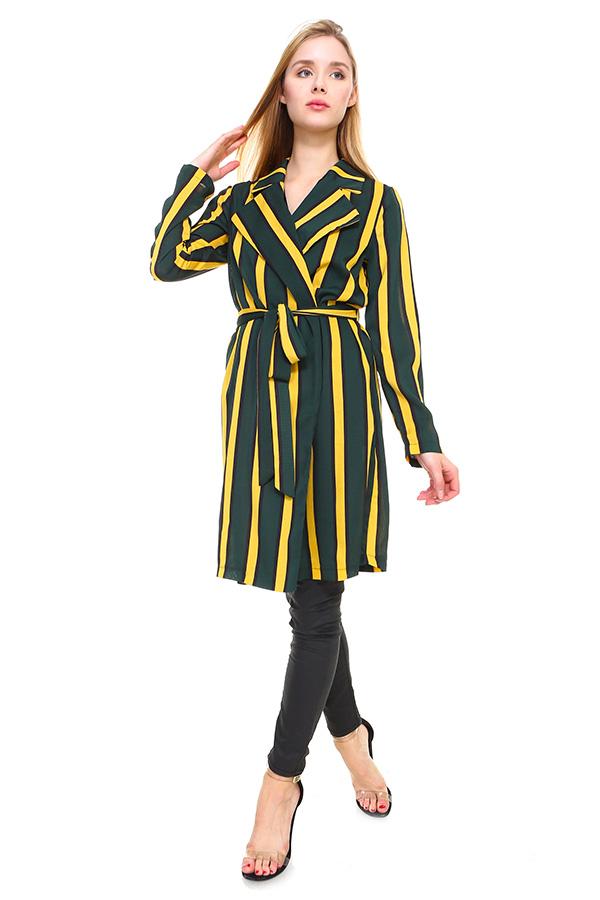 Blazer largo de rayas múltiples