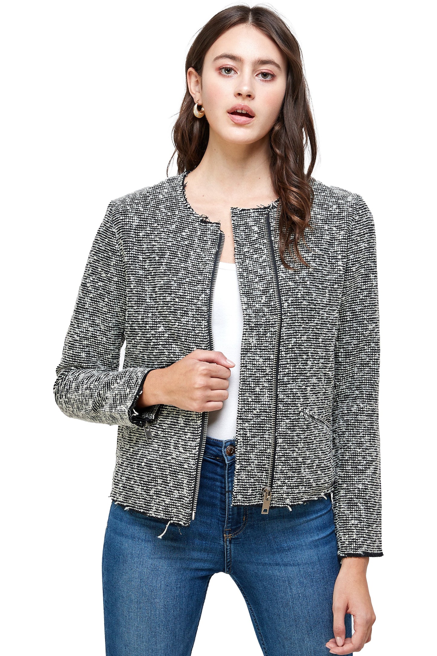 Veste zippée texturée – Élégance décontractée