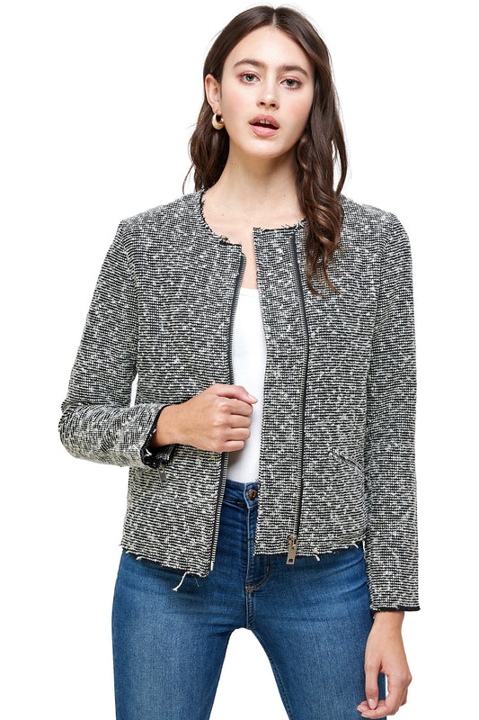 Veste zippée texturée – Élégance décontractée