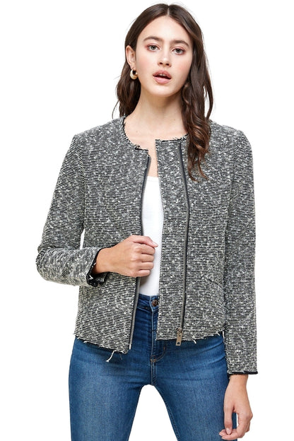 Veste zippée texturée – Élégance décontractée