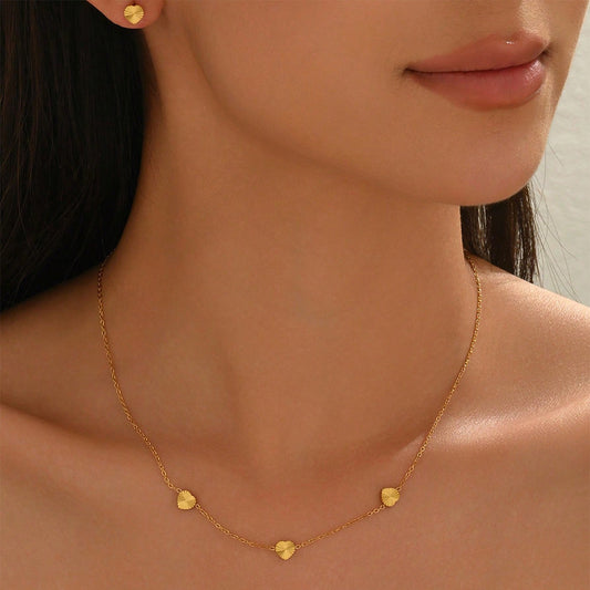 Parure de bijoux Lxalry plaquée or 18 carats avec boule miroir, hypoallergénique, sans danger pour la peau, collier, boucles d'oreilles à tige, pour tous les jours, soirée, ne se décolore pas, réglable, luxe avec perles moulées avec précision
