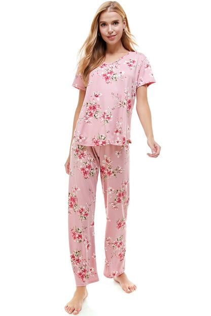 Ensemble de salon à imprimé floral bleu pour femme – Confortable et élégant