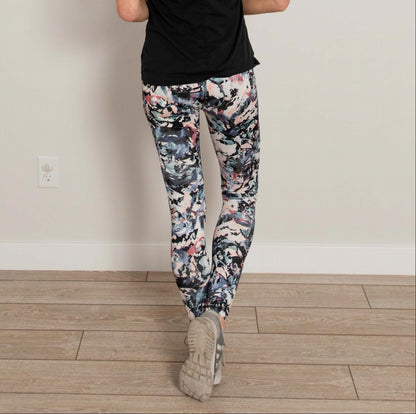 Pantalon de sport taille haute à fleurs longueur cheville