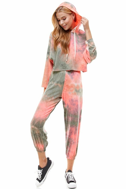 CONJUNTO DE PANTALÓN DEPORTIVO CON CAPUCHA Y PANTALÓN DE PUNTO DE TERCIOPELO FRANCES TEÑIDO