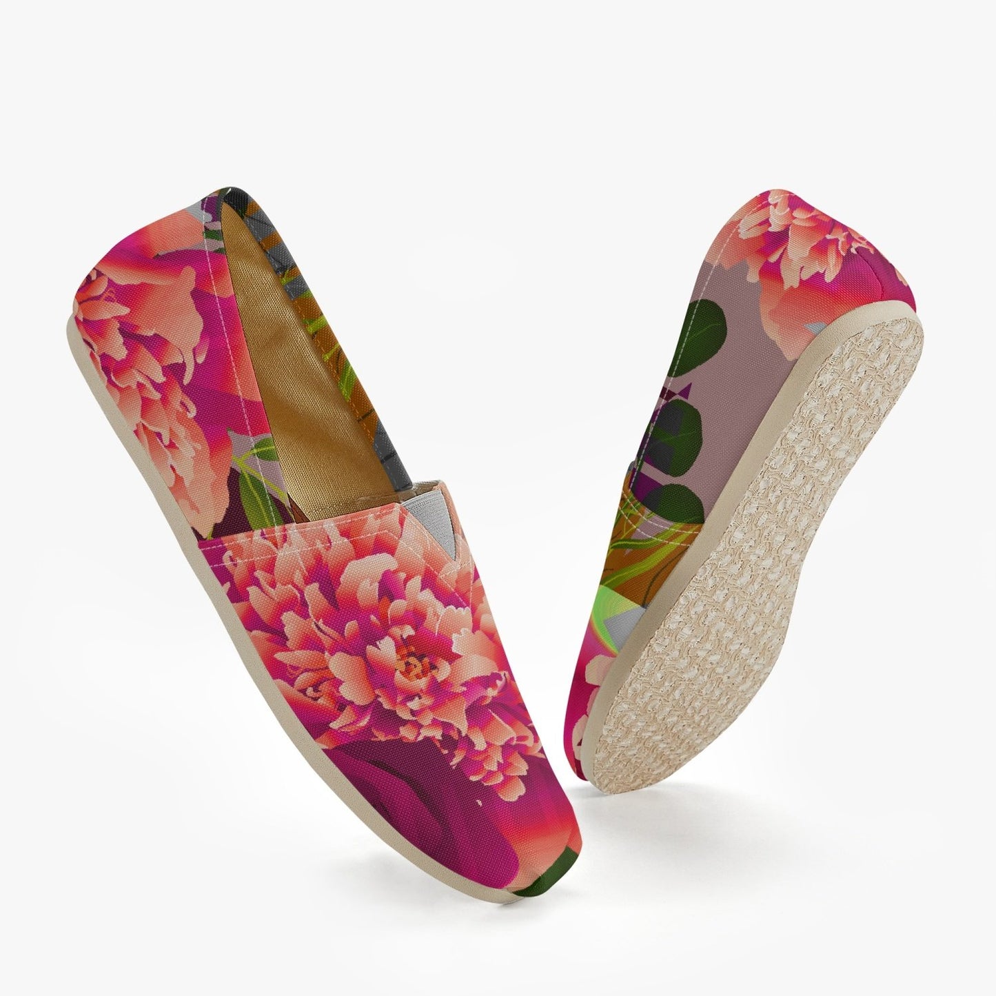 Alpargatas de lona con estampado floral neón de Jacki Easlick Couture