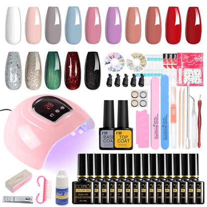 Kit de démarrage pour vernis à ongles gel avec lampe à ongles 36 W et 18 LED, 15 couleurs