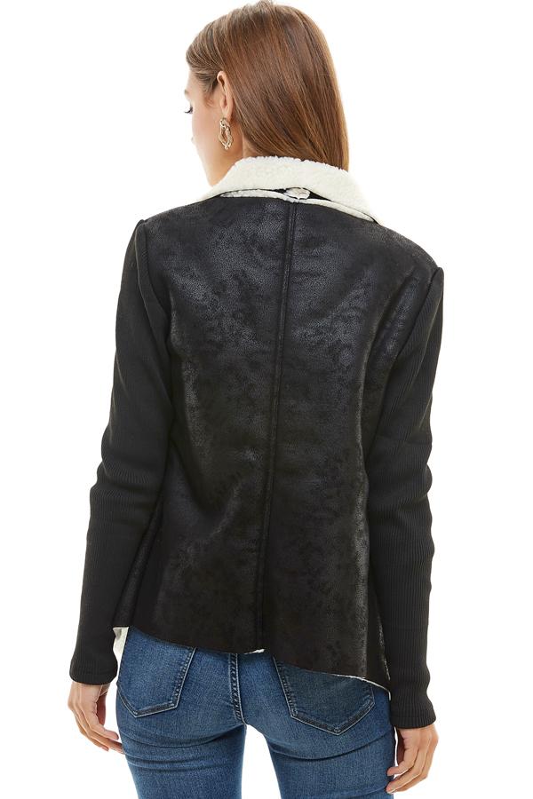 Veste à col drapé en sherpa