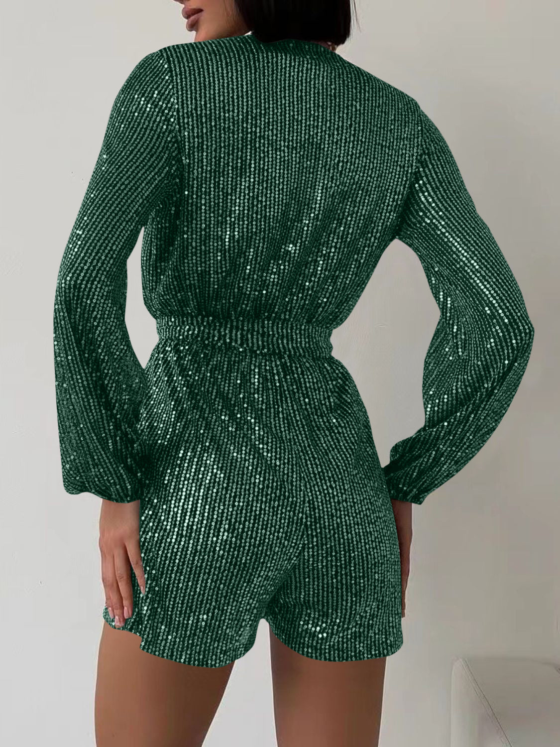 Combinaison à manches longues et surplis à sequins, taille nouée