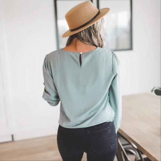 Manches bouffantes en laine tissée Dobby