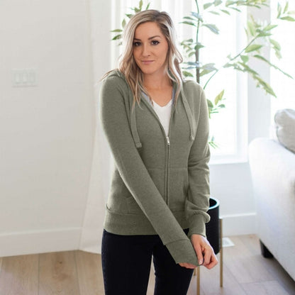 Sudadera con capucha y cremallera de manga larga de felpa francesa