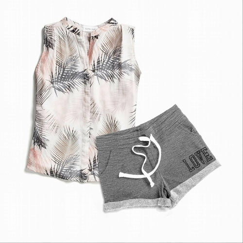 Short basique en molleton français brodé Love