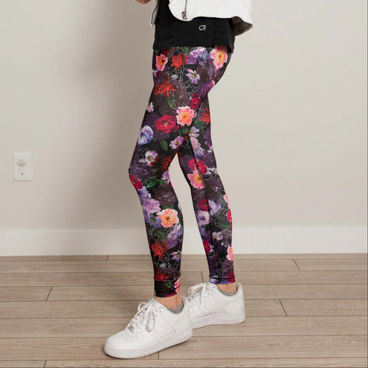 Pantalon de sport taille haute à fleurs longueur cheville