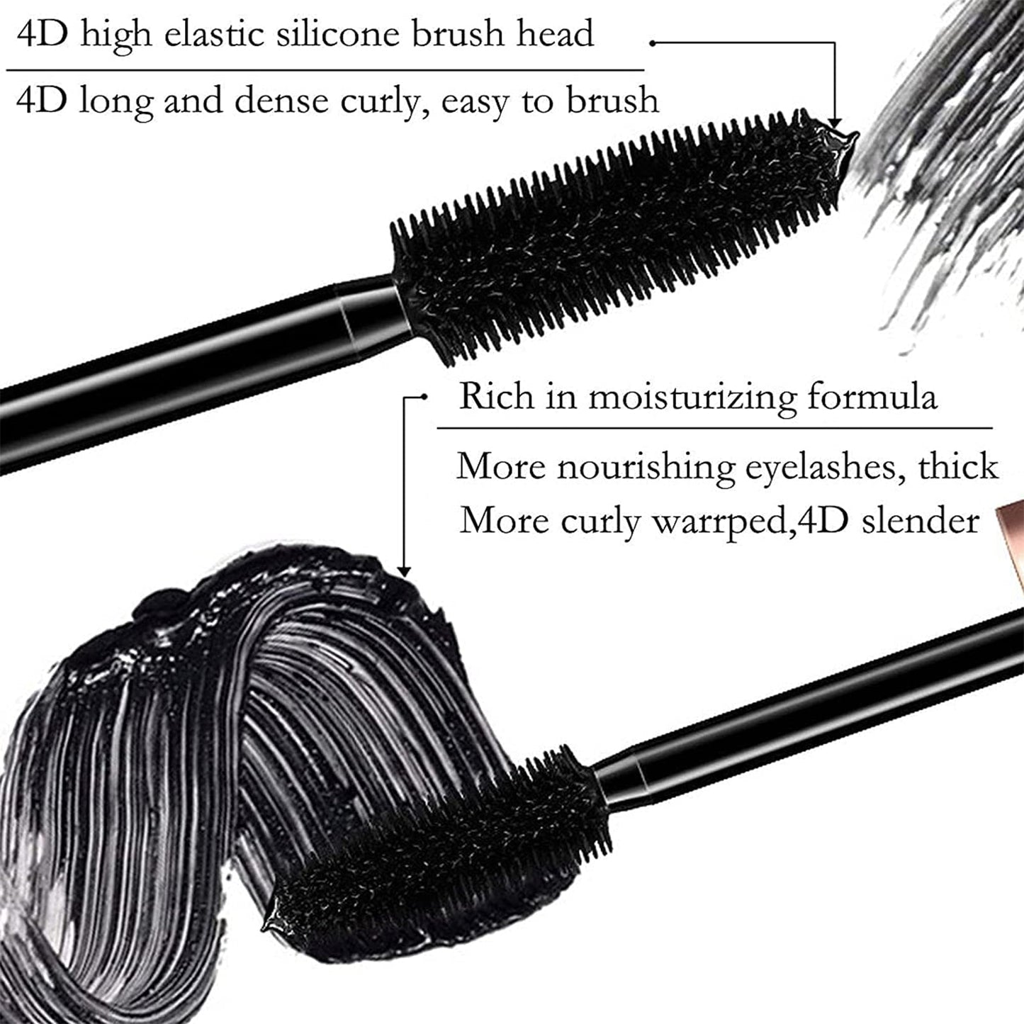 1/2 paquet de mascara noir 4D en fibre de soie pour extensions de cils