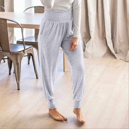 Pantalon de jogging taille haute à smocks