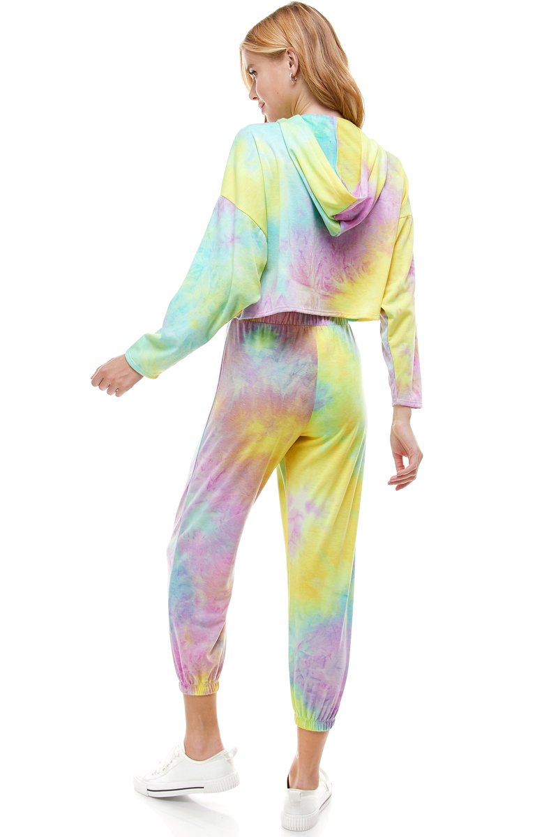 CONJUNTO DE PANTALÓN DEPORTIVO CON CAPUCHA Y PANTALÓN DE PUNTO DE TERCIOPELO FRANCES TEÑIDO