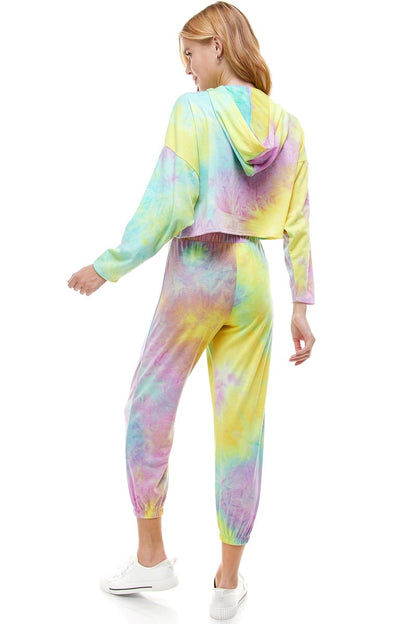CONJUNTO DE PANTALÓN DEPORTIVO CON CAPUCHA Y PANTALÓN DE PUNTO DE TERCIOPELO FRANCES TEÑIDO