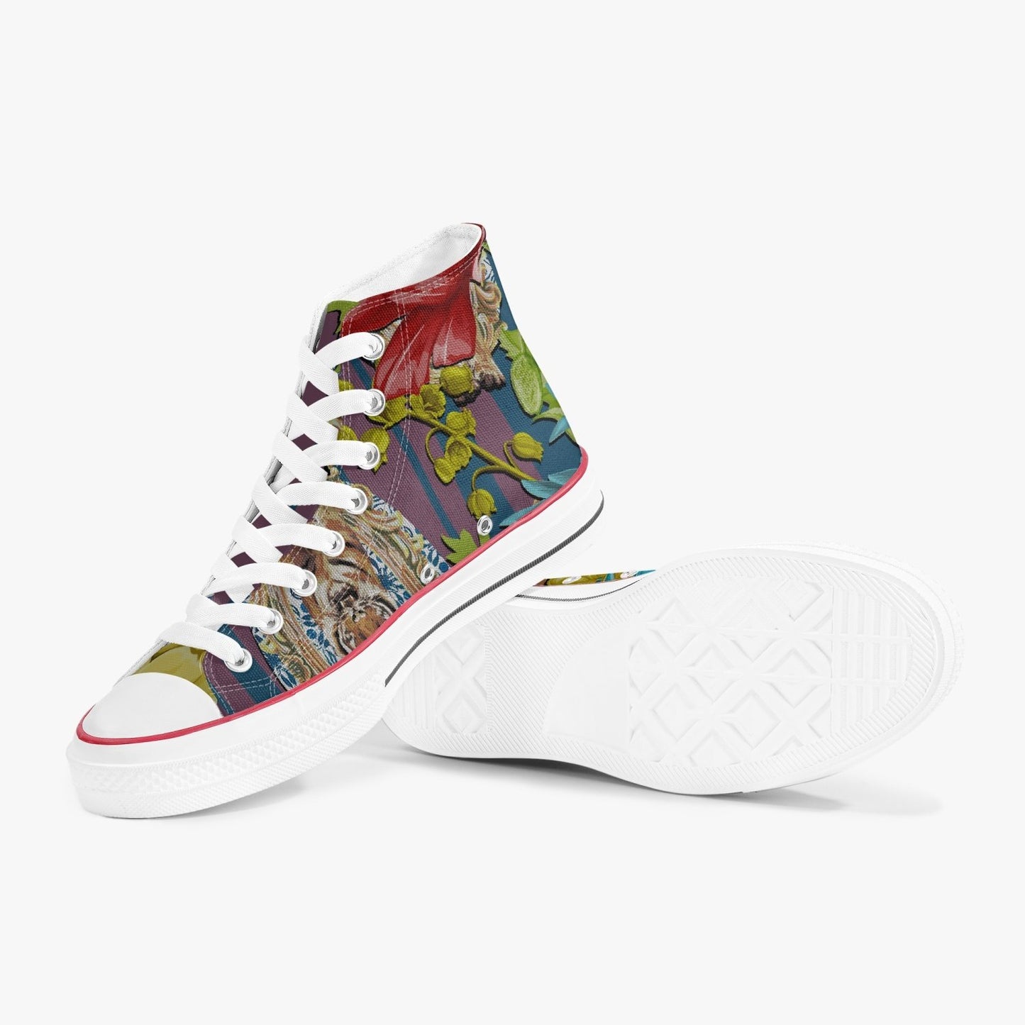 Zapatillas altas de lona con estampado de flores de tigre de Jacki Easlick