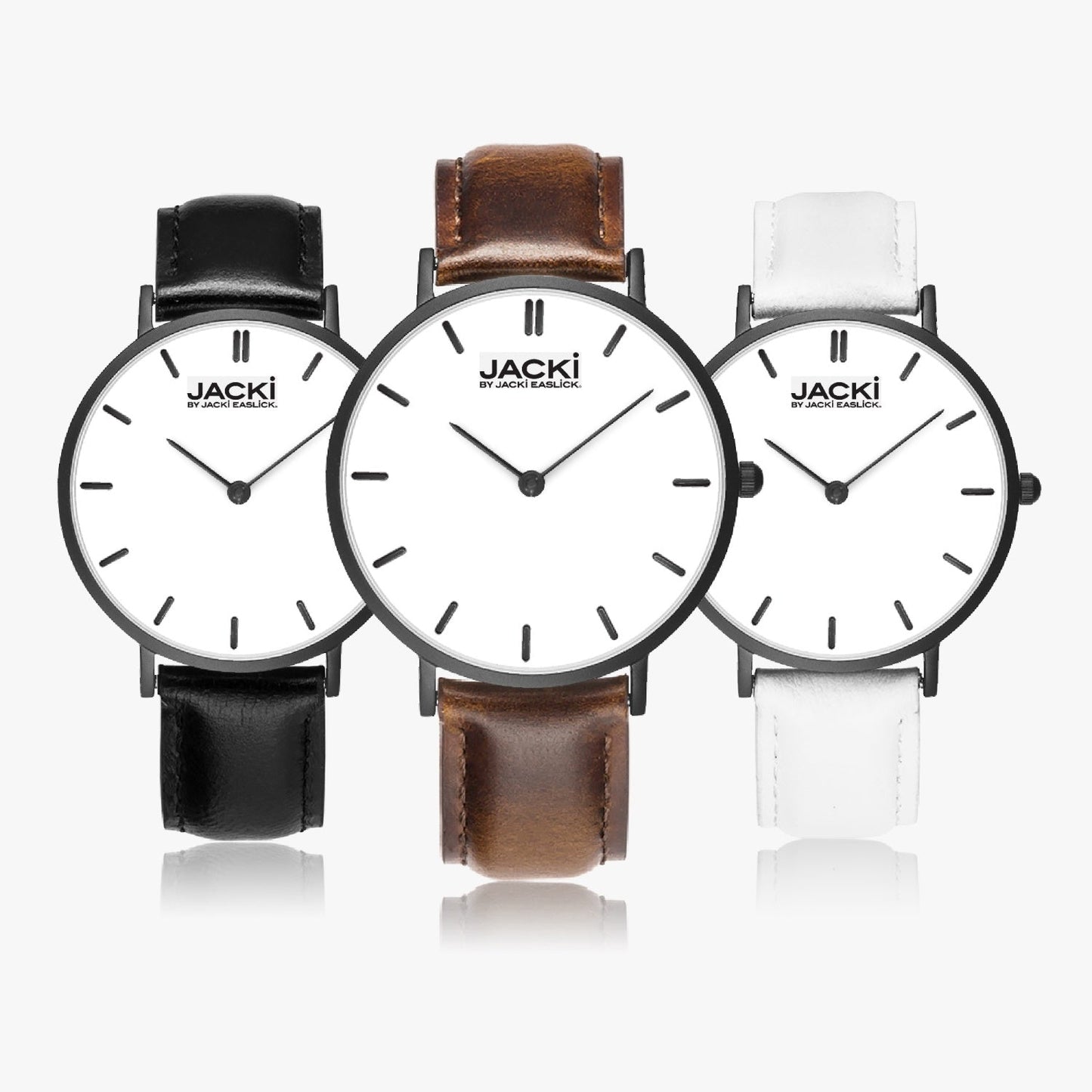 Reloj de cuarzo Jacki Easlick con correa de cuero ultrafina