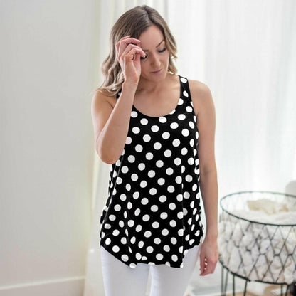 Top de lunares sin mangas con cuello redondo y dobladillo redondeado