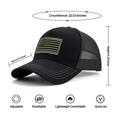 Casquette de camionneur avec drapeau américain et sangle réglable