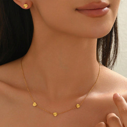 Parure de bijoux Lxalry plaquée or 18 carats avec boule miroir, hypoallergénique, sans danger pour la peau, collier, boucles d'oreilles à tige, pour tous les jours, soirée, ne se décolore pas, réglable, luxe avec perles moulées avec précision