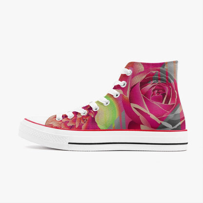 Zapatillas altas de lona con diseño floral neón de Jacki Easlick Couture