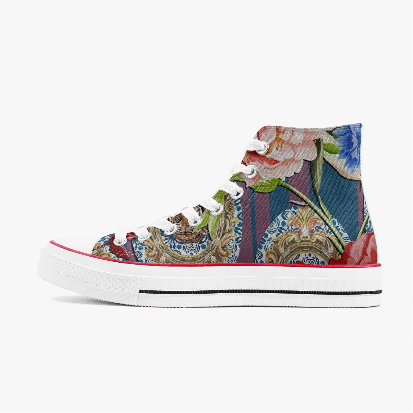 Zapatillas altas de lona con estampado de flores de tigre de Jacki Easlick