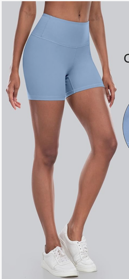 Pantalones cortos de ciclista de spandex de cintura alta, pantalones cortos de yoga suaves para entrenamiento de glúteos